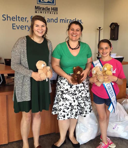 Abby delivered 150 stuffed animals to Miracle Hill for foster care children.
 