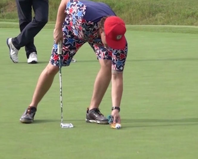 Olympic curling gold medalist Matt Hamilton exhibited this fashion gem in the second round of the BMW Charity Pro-Am tournament Friday.
 