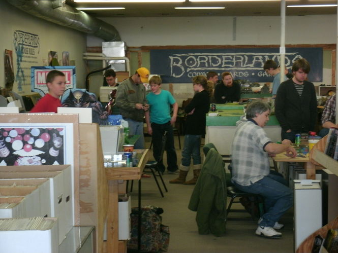 Minature gaming has become a popular event at the store. The back part of Borderlands is set up with gaming boards, action figures and rules. Store personnel and hobbyists are available to coach new gamers.