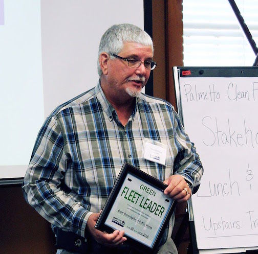 Greer CPW gas department manager Rob Rhodes accepted the 2015 Green Fleet Leader Award Tuesday in Sumter.
 
 