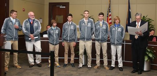 Greer Middle College boys cross country team was honored with a proclamation presented by Mayor Rick Danner at City Council Tuesday.
 
 