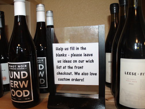 Customers are invited to ask for their favorite wines.
 