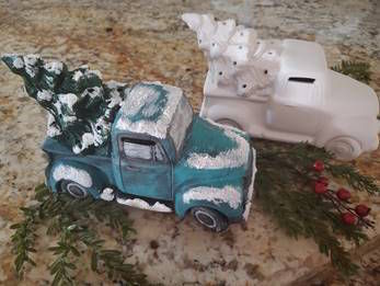 The instructor-led seniors class will paint a ceramic Vintage Christmas Truck. 
 
