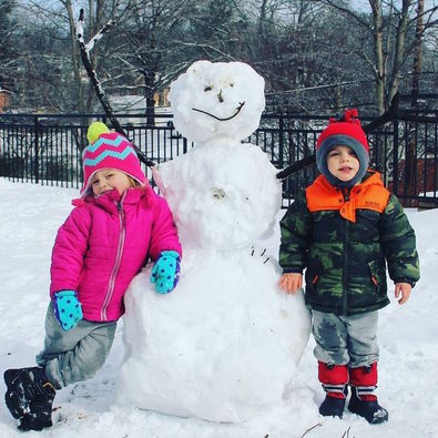Tanner Stevens and Brynn made a snowman at City Park welcoming visitors to the winter wonderland.
 