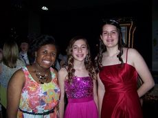 Eighth-grade students at the dance, left to right: Jalyn Haynes, Mary Beth MacGregor and Megan Lamb.