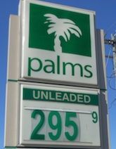 This sign at the Palms convenience store at E. Wade Hampton Blvd and J. Verne Smith Highway represents one of nine stations reporting gas prices at $2.95 in GreerToday.
 