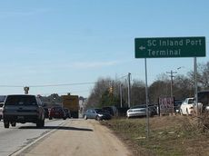 Signage has been posted on Hwy. 29 / Wade Hampton Boulevard providing directions to Hwy. 80 / J. Verne Smith Parkway leading to the entry to the Inland Port.