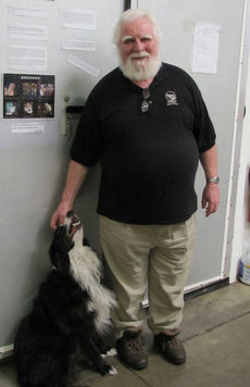 Bill Davis stands with his dog, Porter, during my visit with him and a tour of the Thomas Creek Brewery.