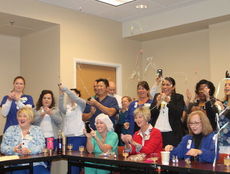 Members of the nursing staff at Greer Memorial Hospital celebrate earning Magnet recognition.
 