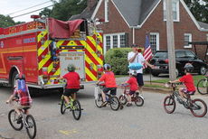 Bike riders were reminded not to pass the Greer Fire Department's truck.
 