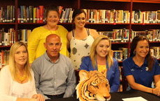 Hayley Smith signed a dance and academic letter-of-intent with Limestone College Tuesday at Blue Ridge High School. Left to right, front row, parents Mindi and Jeff Smith, Hayley, and Limestone Coach Ashley Gatto. Back left to right are Ignite Dance Company instructors Jodi Dix and Amanda Durham.
 