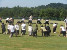 John Hicks (9), Brook Chapman (25), Anthony Parks (15) and Malek Johnson (2) are being counted on to lead Greer to the state playoffs. They were practicing punt coverage during this part of today's practice.