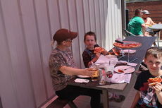 Nikki Funk brought her children, Caden and Colton, to Wild Ace Friday for pizza on the patio.
 
 