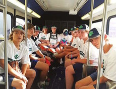 The Northwood Juniors are headed to Greenville-Spartanburg International Airport. Note that all the players have their most precious cargo with them – their baseball gloves.