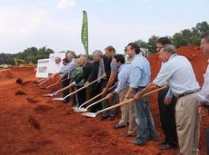 Guests participating in the groundbreaking for the Village at Greer Assisted Living and Memory Care had to put extra effort in shoveling the red clay and tossing it during the ceremony.
 