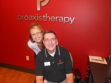 Lana Robinson, a physician liaison, and Tom Finch, the front desk associate, are part of the Proaxis physical therapy staff at the new MD360.