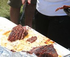 The brisket prepared by Coree-Wood Schurman and her team, Too Bad You're My Cousin, at the the Sooie't Relief BBQ.