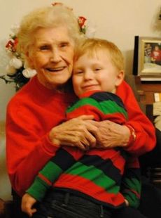 Carter and his Great Grandma Riddle at our annual Christmas Day dinner. He cherishes the time he has to spend with her and my Grandfather.
 