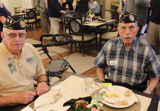 Ray Adam, left, and Jimmie Duncan, both residents and veterans of the U.S. Navy, are members of the Disabled American Veterans Chapter 39, who meet once at month at Thrive.
 