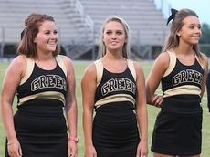 Greer Varsity cheerleaders performed during the Greer vs. Gaffney scrimmage. Afterwards they were introduced during Meet the Jackets activities.