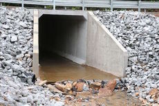 A 10-foot concrete culvert was built to strengthen the infrastructure at the Memorial Drive Extension bridge that collapsed last Aug. 9.
 