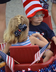Red, white and blue was the wardrobe for virtually all the children in Saturday morning's parade.
 
