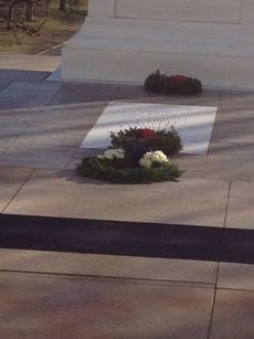 The wreath made by Geoffrey Barnett is shown at the Tomb of the Unknowns at Arlington National Cemetery.