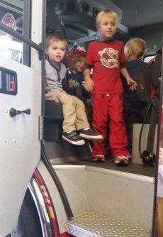 The children were allowed inside the cabin of fire trucks as part of their tour at the Greer Fire Department.
 