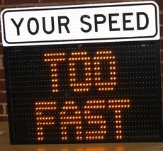 One of two new speed safety signs, acquired by the Greer Police Department, was on display at the S.C. Police Chiefs Association meetings Thursday at the Cannon Centre.
 