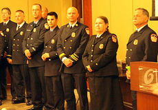 Greer firefighters are recognized during the dinner and presentation of the 