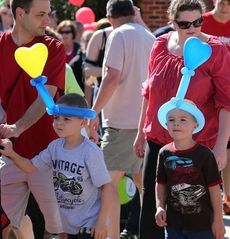 There were balloons to wear as well as play with at the Heart Walk.