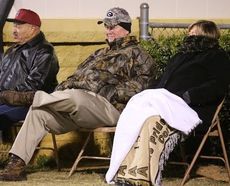 Marion Waters and his wife brave the cold Friday night at the Greer vs. Belton-Honea Path playoff game at Dooley Field.
 