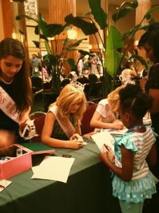 Alyssa Cumbee, Miss Wade Hampton-Taylors, Kristen Chester, Miss Wade Hampton-Taylors Teen and Makayla Stark sign autographs at the Workshop Weekend in Columbia.