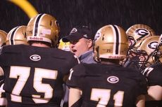 Greer Head Coach Will Young is surrounded by his offensive linemen during Friday's game versus Westwood at Dooley Field. The line opend enough daylight for Quez Nesbitt to rush for 356 yards and four touchdowns.