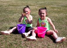 Mckayla and Mckenzie enjoyed hunting the eggs together.
 
