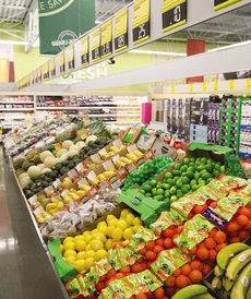 The grocery store includes nearly 70 varieties of fresh produce and a selection of organic items.
 