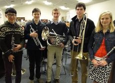 Advancing to the All State Band auditions Saturday are, left to right: Michael Yoon, Ethan Thompson, Daniel Steeves, Brandon Woods and Kendra Schmidt.