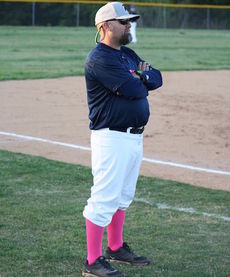 Even the Riverside Middle School baseball coach matched the team's uniform colors.
 
