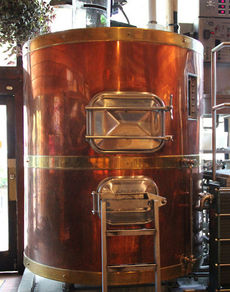 The mash tun, formerly in the Blue Ridge Brewing Co. in downtown Greenville, was made of copper and came from the Czech Republic.
 
