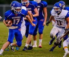 Riverside sophomore Andrew Brown (17) earned his first win as a starting varsity quarterback.
 
 
