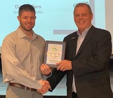 David Viers (left) with Brent Ward, Chair of the Blue Ridge Foothills District, receiving the Wastewater Operator of the Year award.
 