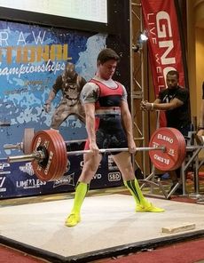 Carson McAbee's deadlift was over 227 kg or 500 pounds.
 