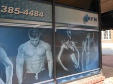 EFS has posted signage across its plate glass windown on Trade Street that depicts well conditioned men and women in fitness attire. The City of Greer has received one complaint and has notified EFS it may be in violation of the city signage ordinance.
