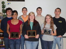 Pictured, front row: Chanie Robinson-Cain, Crystal Helton, and Meghan Rood; Back row: Dylan Long, Taylor Sanchez, Richard Handler, Jackson Tipton (absent from picture Mason Bruce).