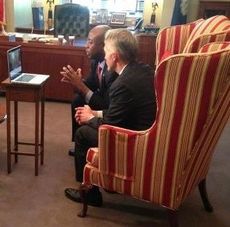 Senator Tim Scott and 4th District Representative Trey Gowdy hooked up with Greer Middle College Charter High School teacher Nathan Gallion and his U.S. History class via Skype.
 