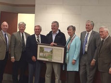 Jack Murrin, center, receives a proclamation from the GSP Commissioners for his service as the first CFO. Left to right: Dave Edwards, GSP President/CFO, Leland Burch, Hank Ramella, Murrin, Minor Shaw, Doug Smith and Bill Barnet.
 
 
 