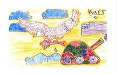 The text on this card produced by Kurt Alicando, 12, a 5th grader, read: 