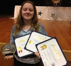 Madelin Corvin of Riverside Middle School, won more awards than she could carry at the “Greenville County and SC Regional Science and Engineering Fair.” She was 4th overall and, as the photo illustrates, won more awards than any other student in the Junior Division.