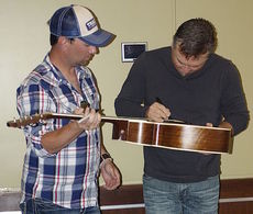 Heath Fowler collected Edwin McCain's autograph on his guitar.
 