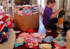 Preparing baby items for Serenity Place.
 